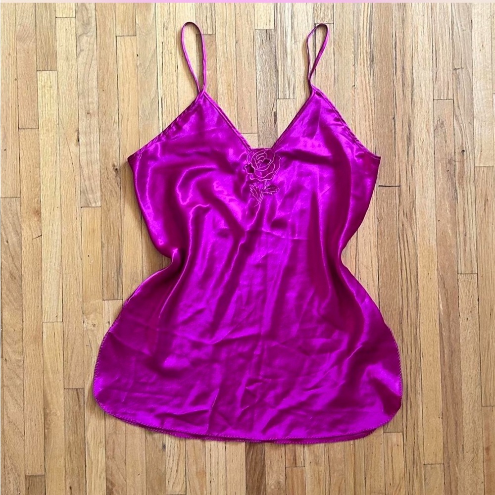 VINTAGE Sabrina Fuchsia Slip with Rose Detail